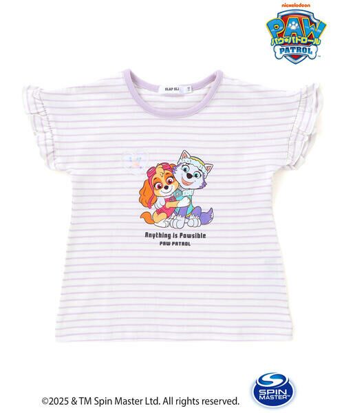 SLAP SLIP/スラップ スリップ 【パウ・パトロール×SLAPSLIP】袖フリルキャラクタープリントキラキラTシャツ(90~130cm) パープル系(ボーダー) 100cm SLAP SLIP/スラップ スリップ 【パウ・パトロール×SLAPSLIP】袖フリルキャラクタープリントキラキラTシャツ(90~130cm) パープル系(ボーダー) 100cm
