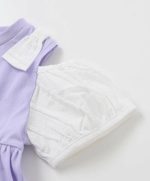 SLAP SLIP / スラップ スリップ ミニ丈・ひざ丈ワンピース | ストライプチェック袖リボンオフショルワンピース(90~130cm) | 詳細12