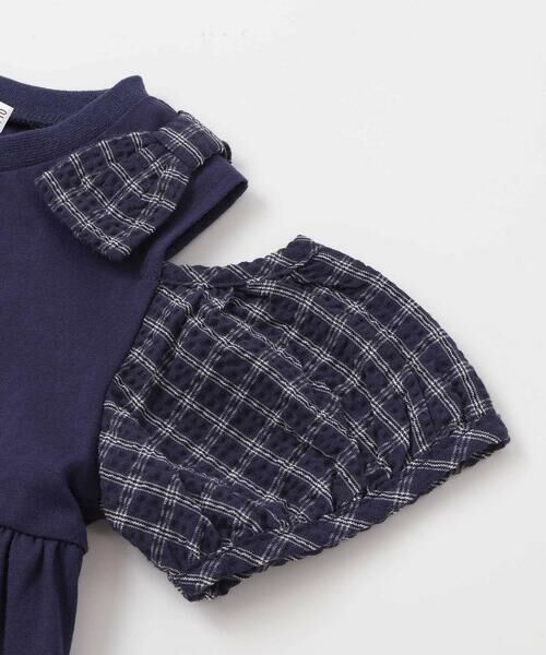 SLAP SLIP / スラップ スリップ ミニ丈・ひざ丈ワンピース | ストライプチェック袖リボンオフショルワンピース(90~130cm) | 詳細7