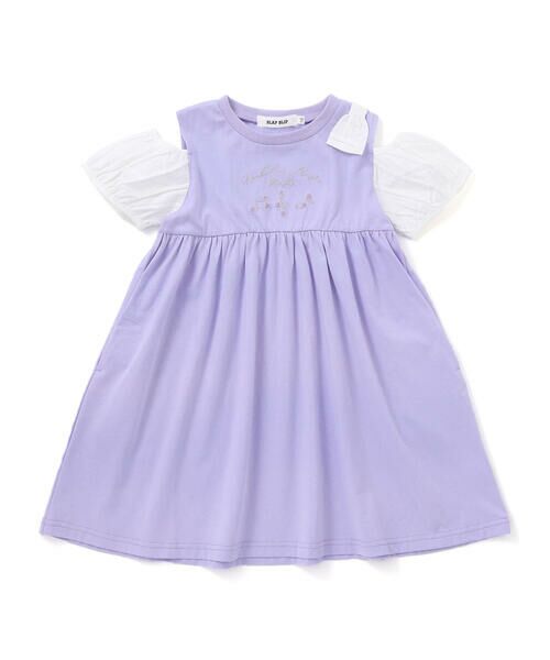 SLAP SLIP / スラップ スリップ ミニ丈・ひざ丈ワンピース | ストライプチェック袖リボンオフショルワンピース(90~130cm) | 詳細8