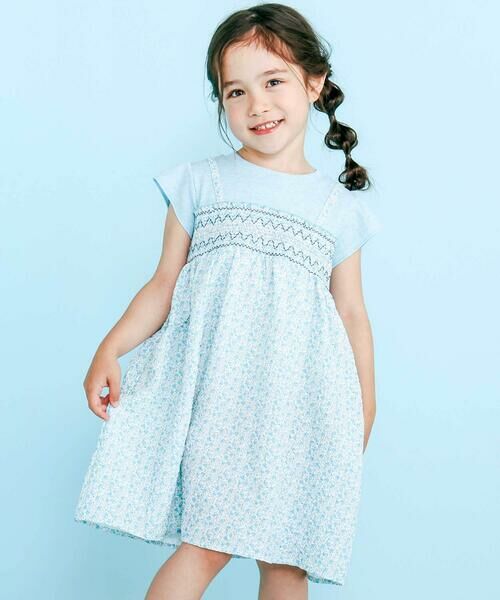 SLAP SLIP/スラップ スリップ 花柄シフォンドッキングワンピース(80~130cm) ブルー 80cm SLAP SLIP/スラップ スリップ 花柄シフォンドッキングワンピース(80~130cm) ブルー 80cm