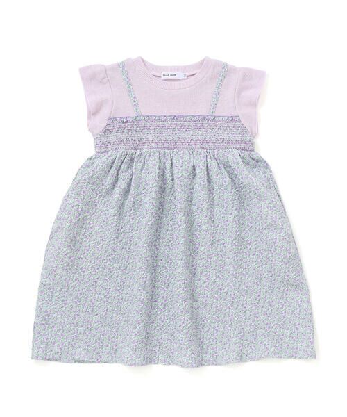 SLAP SLIP/スラップ スリップ 花柄シフォンドッキングワンピース(80~130cm) パープル 80cm SLAP SLIP/スラップ スリップ 花柄シフォンドッキングワンピース(80~130cm) パープル 80cm