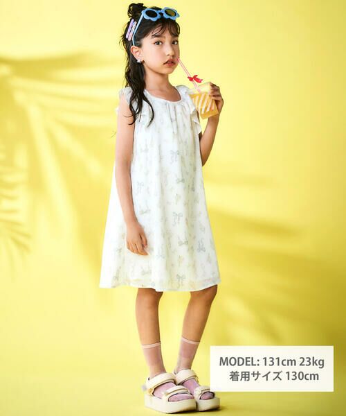 SLAP SLIP / スラップ スリップ ミニ丈・ひざ丈ワンピース | アイス柄プリントシアーチェックワンピース(80~130cm) | 詳細1