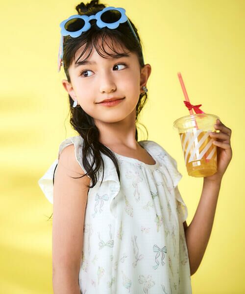 SLAP SLIP / スラップ スリップ ミニ丈・ひざ丈ワンピース | アイス柄プリントシアーチェックワンピース(80~130cm) | 詳細3