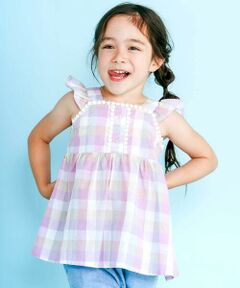 SLAP SLIP / スラップ スリップ シャツ・ブラウス | マドラスチェック肩フリルチュニック(90~130cm)