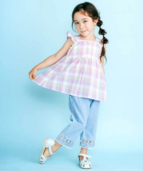 SLAP SLIP / スラップ スリップ シャツ・ブラウス | マドラスチェック肩フリルチュニック(90~130cm) | 詳細2