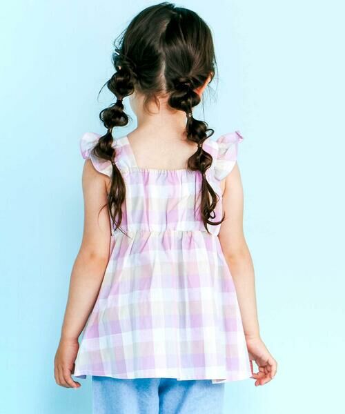 SLAP SLIP / スラップ スリップ シャツ・ブラウス | マドラスチェック肩フリルチュニック(90~130cm) | 詳細3