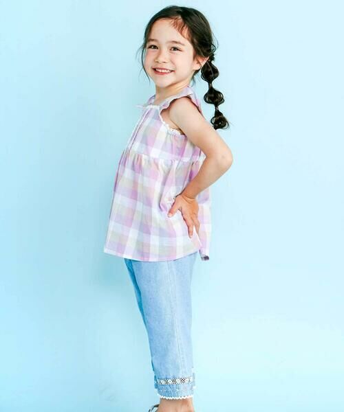 SLAP SLIP / スラップ スリップ シャツ・ブラウス | マドラスチェック肩フリルチュニック(90~130cm) | 詳細4