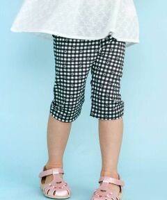 SLAP SLIP / スラップ スリップ レギンス・スパッツ | 【接触冷感】ハートドットギンガムチェック総柄おしりフリル5分丈レギンス(80~120cm)