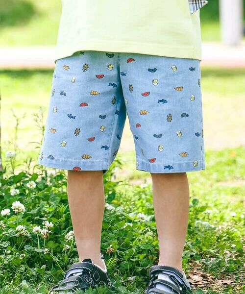 SLAP SLIP/スラップ スリップ ツイルデニム総柄プリントハーフパンツ(80~130cm) ブルー系 110cm SLAP SLIP/スラップ スリップ ツイルデニム総柄プリントハーフパンツ(80~130cm) ブルー系 110cm