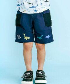 SLAP SLIP / スラップ スリップ ショート・ハーフ・半端丈パンツ | 【水陸両用/水にぬれると柄が浮き出る！？】恐竜総柄メッシュポケットハーフパンツ(80~130cm)