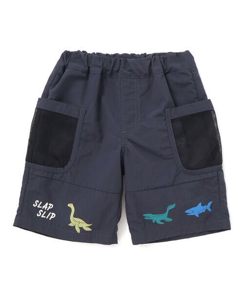 SLAP SLIP / スラップ スリップ ショート・ハーフ・半端丈パンツ | 【水陸両用/水にぬれると柄が浮き出る！？】恐竜総柄メッシュポケットハーフパンツ(80~130cm) | 詳細4