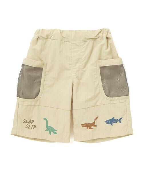 SLAP SLIP / スラップ スリップ ショート・ハーフ・半端丈パンツ | 【水陸両用/水にぬれると柄が浮き出る！？】恐竜総柄メッシュポケットハーフパンツ(80~130cm) | 詳細7