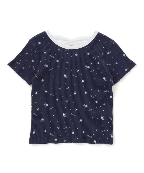 SLAP SLIP/スラップ スリップ 花柄バックリボンTシャツ(80~130cm) ネイビー系 130cm SLAP SLIP/スラップ スリップ 花柄バックリボンTシャツ(80~130cm) ネイビー系 130cm