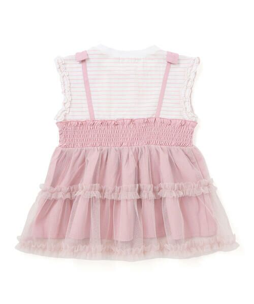 SLAP SLIP / スラップ スリップ Tシャツ | 肩リボンチュールキャミソールドッキングTシャツ(80~130cm) | 詳細12