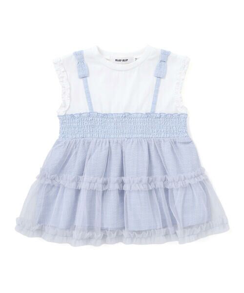 SLAP SLIP / スラップ スリップ Tシャツ | 肩リボンチュールキャミソールドッキングTシャツ(80~130cm) | 詳細10