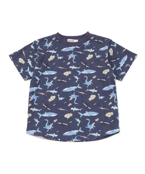 SLAP SLIP/スラップ スリップ 【吸汗速乾】ビーチ海総柄半袖Tシャツ(80~130cm) ネイビー系 110cm SLAP SLIP/スラップ スリップ 【吸汗速乾】ビーチ海総柄半袖Tシャツ(80~130cm) ネイビー系 110cm