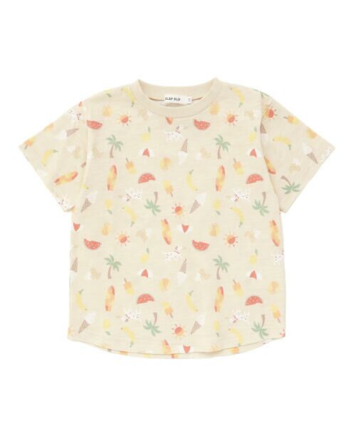 SLAP SLIP/スラップ スリップ 【吸汗速乾】ビーチ海総柄半袖Tシャツ(80~130cm) ベージュ系 100cm SLAP SLIP/スラップ スリップ 【吸汗速乾】ビーチ海総柄半袖Tシャツ(80~130cm) ベージュ系 100cm