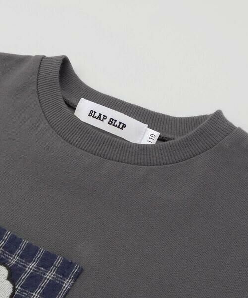 SLAP SLIP / スラップ スリップ Tシャツ | 【吸汗速乾】チェックダンガリー色々ワッペン付きポケット半袖Tシャツ(80~130cm) | 詳細12