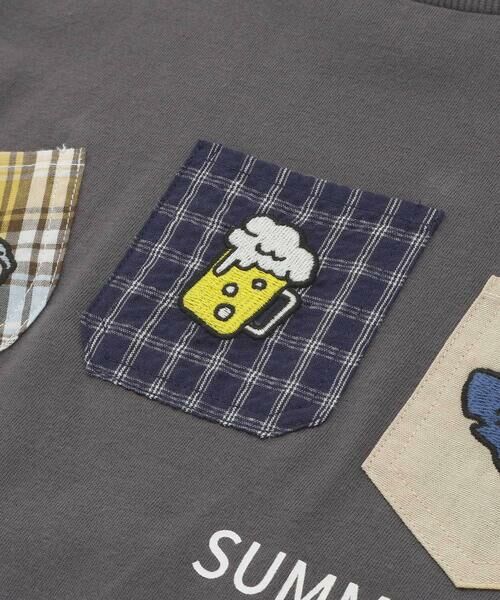 SLAP SLIP / スラップ スリップ Tシャツ | 【吸汗速乾】チェックダンガリー色々ワッペン付きポケット半袖Tシャツ(80~130cm) | 詳細16