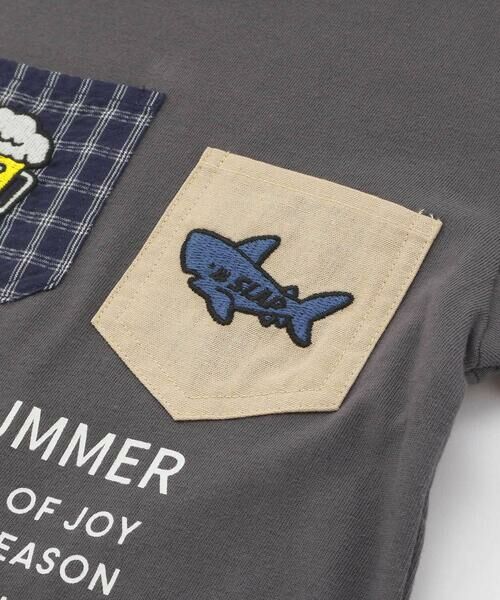 SLAP SLIP / スラップ スリップ Tシャツ | 【吸汗速乾】チェックダンガリー色々ワッペン付きポケット半袖Tシャツ(80~130cm) | 詳細17