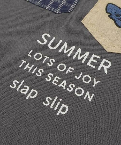 SLAP SLIP / スラップ スリップ Tシャツ | 【吸汗速乾】チェックダンガリー色々ワッペン付きポケット半袖Tシャツ(80~130cm) | 詳細18