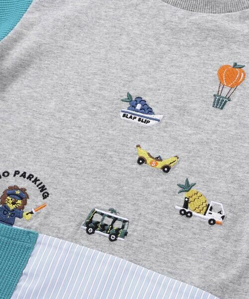 SLAP SLIP / スラップ スリップ Tシャツ | 【吸汗速乾】ポケット付きいろんなモチーフ刺しゅう袖配色Tシャツ(80~130cm) | 詳細14