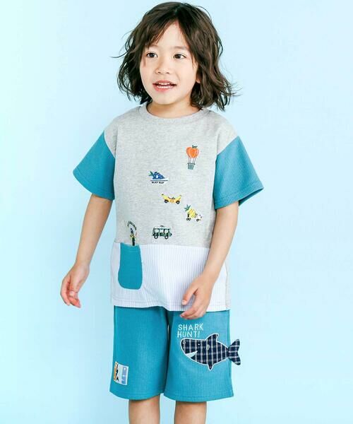 SLAP SLIP / スラップ スリップ Tシャツ | 【吸汗速乾】ポケット付きいろんなモチーフ刺しゅう袖配色Tシャツ(80~130cm) | 詳細7