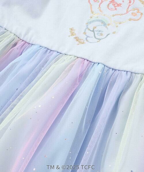 SLAP SLIP / スラップ スリップ ミニ丈・ひざ丈ワンピース | 【ケアベア×SLAP SLIP】キラキラプリント肩あきチュールワンピース(100~130cm) | 詳細9