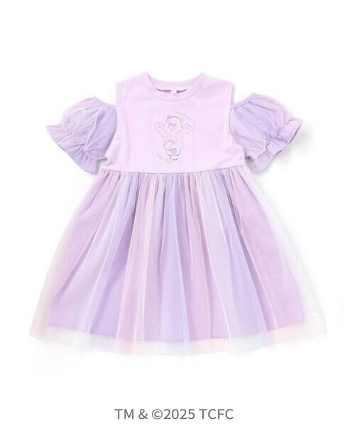 SLAP SLIP / スラップ スリップ ミニ丈・ひざ丈ワンピース | 【ケアベア×SLAP SLIP】キラキラプリント肩あきチュールワンピース(100~130cm) | 詳細16