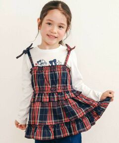 SLAP SLIP / スラップ スリップ セットアップ | 【お揃い】チェックティアードキャミソール+フロントプリント長袖カットソー2点セット(90~130cm)