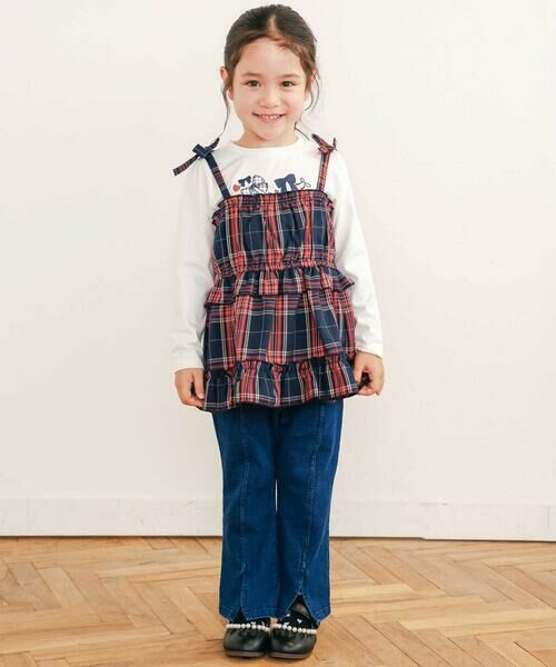 SLAP SLIP / スラップ スリップ セットアップ | 【お揃い】チェックティアードキャミソール+フロントプリント長袖カットソー2点セット(90~130cm) | 詳細8