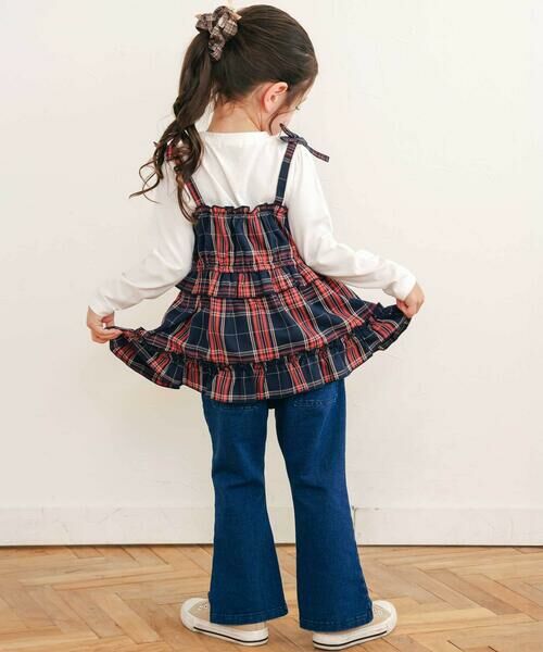 SLAP SLIP / スラップ スリップ セットアップ | 【お揃い】チェックティアードキャミソール+フロントプリント長袖カットソー2点セット(90~130cm) | 詳細9