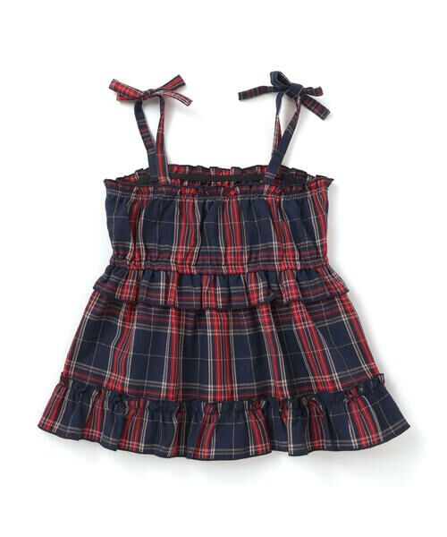 SLAP SLIP / スラップ スリップ セットアップ | 【お揃い】チェックティアードキャミソール+フロントプリント長袖カットソー2点セット(90~130cm) | 詳細5