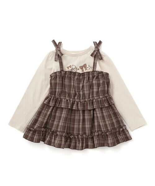 SLAP SLIP / スラップ スリップ セットアップ | 【お揃い】チェックティアードキャミソール+フロントプリント長袖カットソー2点セット(90~130cm) | 詳細10