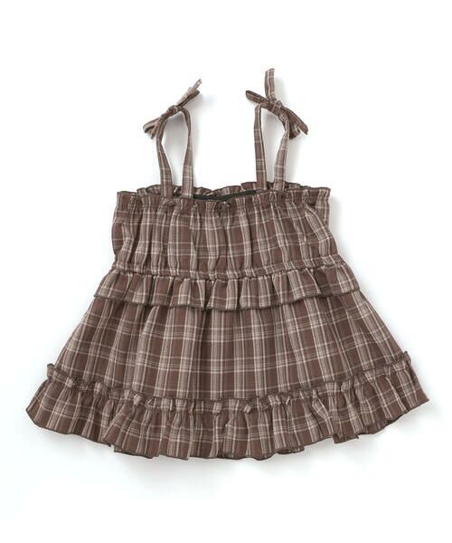 SLAP SLIP / スラップ スリップ セットアップ | 【お揃い】チェックティアードキャミソール+フロントプリント長袖カットソー2点セット(90~130cm) | 詳細11