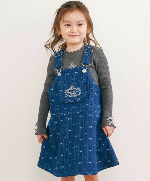 SLAP SLIP/スラップ スリップ デニムツイル総柄ジャンパースカート(80~130cm) ネイビー系 120cm