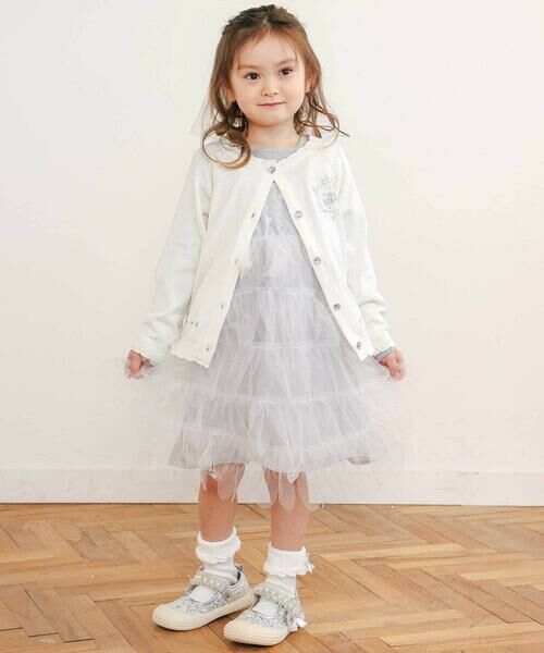 SLAP SLIP / スラップ スリップ カーディガン・ボレロ | ジュエル風ボタン縁スカラップニットカーディガン(90~130cm) | 詳細4