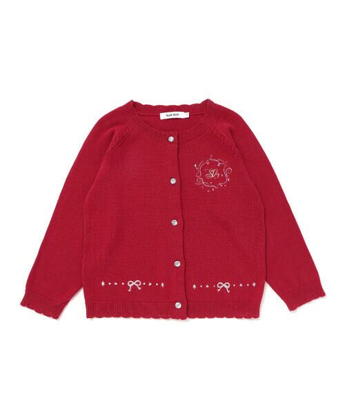 SLAP SLIP / スラップ スリップ カーディガン・ボレロ | ジュエル風ボタン縁スカラップニットカーディガン(90~130cm) | 詳細10