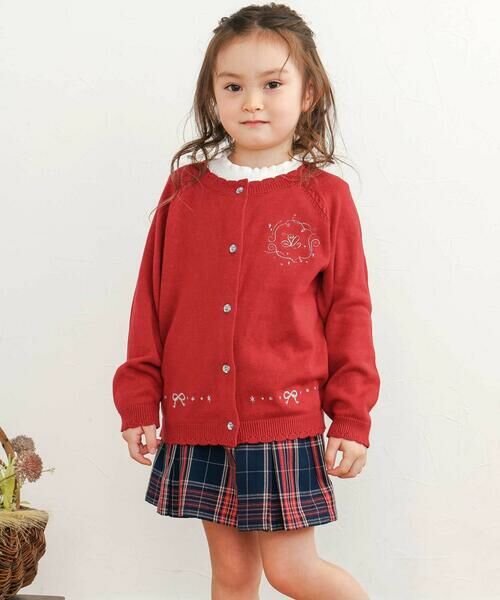 SLAP SLIP / スラップ スリップ カーディガン・ボレロ | ジュエル風ボタン縁スカラップニットカーディガン(90~130cm) | 詳細9