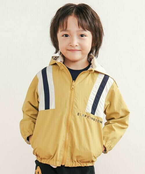 SLAP SLIP/スラップ スリップ 肩切り替え無地総柄リバーシブルタフタジャケット(80~130cm) イエロー 90cm SLAP SLIP/スラップ スリップ 肩切り替え無地総柄リバーシブルタフタジャケット(80~130cm) イエロー 90cm