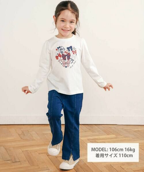 SLAP SLIP / スラップ スリップ チノ・ワークパンツ | 後ろポケットリボンフレアシルエット9分丈デニムパンツ(80~130cm) | 詳細1