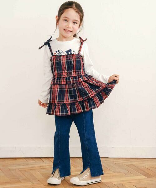 SLAP SLIP / スラップ スリップ チノ・ワークパンツ | 後ろポケットリボンフレアシルエット9分丈デニムパンツ(80~130cm) | 詳細3