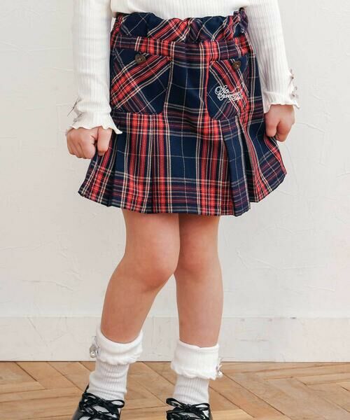 SLAP SLIP/スラップ スリップ 【お揃い】チェック前ポケットタックスカパン(90~130cm) ネイビー系 120cm SLAP SLIP/スラップ スリップ 【お揃い】チェック前ポケットタックスカパン(90~130cm) ネイビー系 120cm