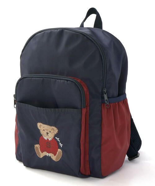 SLAP SLIP / スラップ スリップ バッグ | アニマルクマ刺しゅうポケット背面メッシュバイカラーリュック(M~L) | 詳細3
