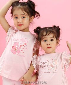 SLAP SLIP / スラップ スリップ Tシャツ | 【ケアベア×SLAP SLIP】イラストプリントサイド切り替え袖フリルTシャツ(80~130cm)