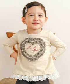 SLAP SLIP / スラップ スリップ Tシャツ | レースチュールハート裾フリルTシャツ(80~130cm)