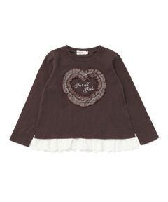 SLAP SLIP / スラップ スリップ Tシャツ | レースチュールハート裾フリルTシャツ(80~130cm)