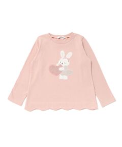 SLAP SLIP / スラップ スリップ Tシャツ | アニマルクマウサギイヌネコモチーフパッチ刺しゅう裾スカラップTシャツ(80~130cm)