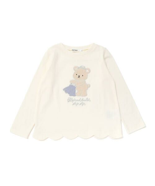 SLAP SLIP / スラップ スリップ Tシャツ | アニマルクマウサギイヌネコモチーフパッチ刺しゅう裾スカラップTシャツ(80~130cm) | 詳細1